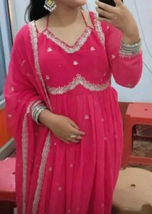 Pink Embroidered Kurta Set xl size