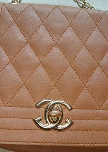 Tan Quilted Crossbody Bag