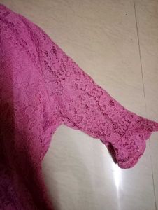 Pink Lace Open Front Shirt