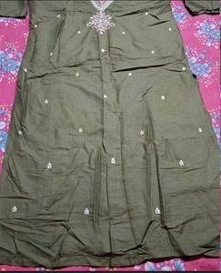 Embroidered Kurtas - Pink &amp; Olive Green