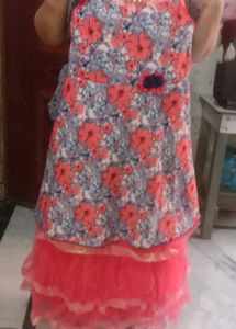 Cute Floral Dress with Tulle Skirt