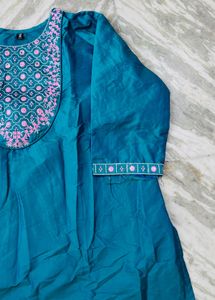 Teal Embroidered Kurta