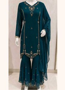 Elegant Teal Embroidered Kurta Set