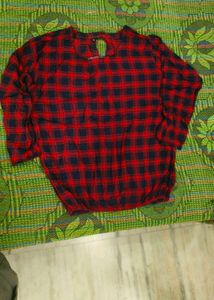 Red &amp; Blue Plaid Long Sleeve Top