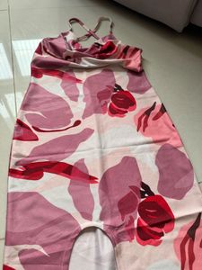 Flowy Pink Floral Print Spaghetti Strap Dress