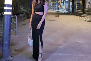 Chic Black Two-Piece Maxi Dress