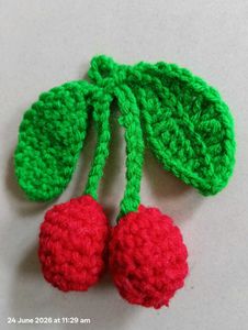 crochet cherry keychain