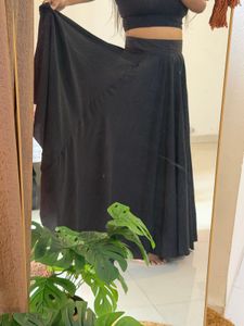 Elegant Black A lined flared Skirt