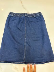 Denim Skirt Button-Front
