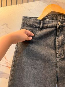 Washed Grey Wide Leg Jeans