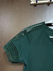 Green Lace Sleeve T-Shirt