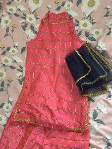 Pink Sharara Suit Set For Girl 6-8 Yrs