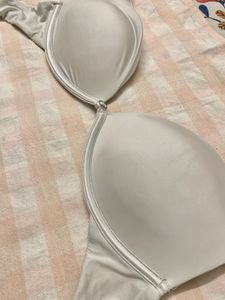 Elegant White Silver Bra