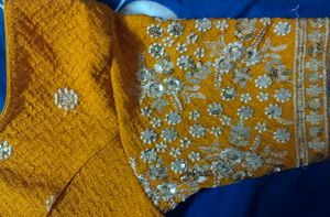 Mustard Embellished Readymade Blouse