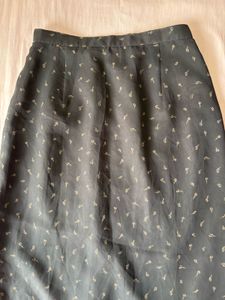 dark brown Sheer Printed Midi Skirt