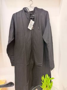 Shein Black Long Zip-Up Hooded Jacket