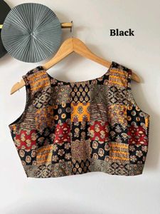 V Neck Patchwork Blouse
