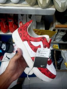 Custom Red LV Print Nike Air Force 1