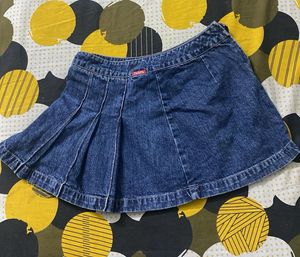 Denim Pleated Mini Skirt