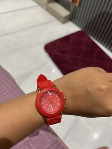 Vibrant Red Silicone Strap Watch