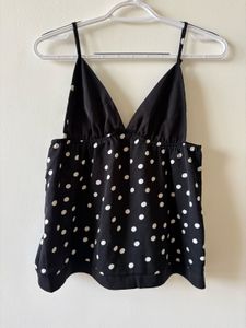 Black &amp; White Polka Dot Cami Top