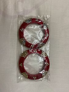 Red Beaded Bangles Set