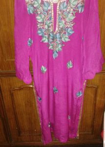Beautiful Embroidered Pink Kurta set with heavy du