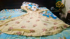 Elegant Yellow Floral Anarkali Gown