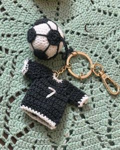 Handmade Crochet Football Keychain set of 2