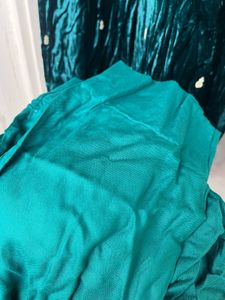 Elegant Teal Velvet Kurta Set