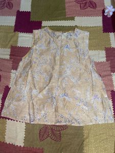 Elegant Beige Printed Sleeveless Top