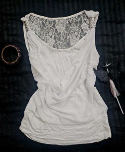 y2k vintage White Lace Back Sleeveless Top