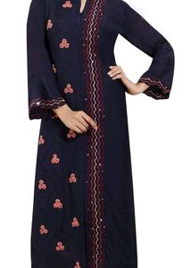 Embroidered Navy Blue Kurta