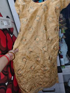 Beautiful Chanderi Full Kurti Work With Set