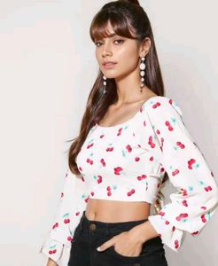 Cherry Print Crop Top