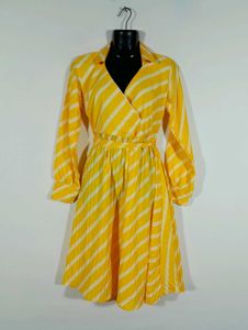 Yellow Striped Dress For Women's
