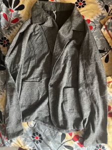 Grey Textured Blazer Jacket