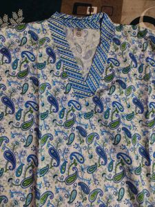 Blue Paisley Print Kurta Set