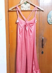 Elegant Pink Nightgown with Lace Trim