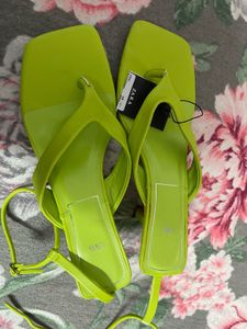 Zara Neon Green Thong Sandals