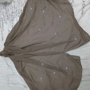 Elegant Embellished Floral Scarf With Beadwork