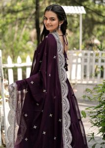 Elegant Purple Anarkali Gown
