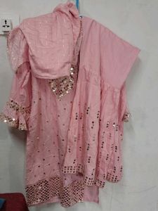 Pink Sequined Kurta Set