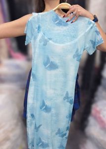 Butterfly Print Mesh Dress