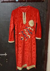 Elegant Red Velvet Kurta