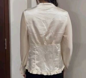 beige formal satin top