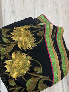 Elegant Black Floral Saree with blouse