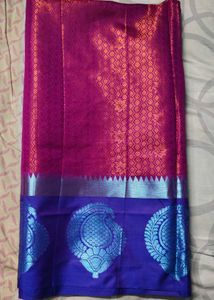 Royal Blue Festival Silk Saree With Megenta Pink P
