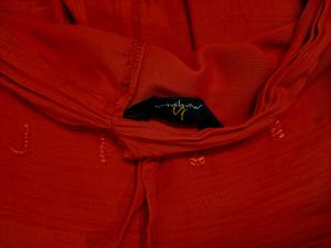 Red Palazzo Pants with Embroidered Hem