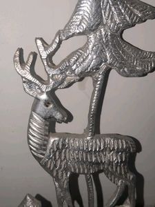 Vintage Deer &amp; Tree Metal Showpiece